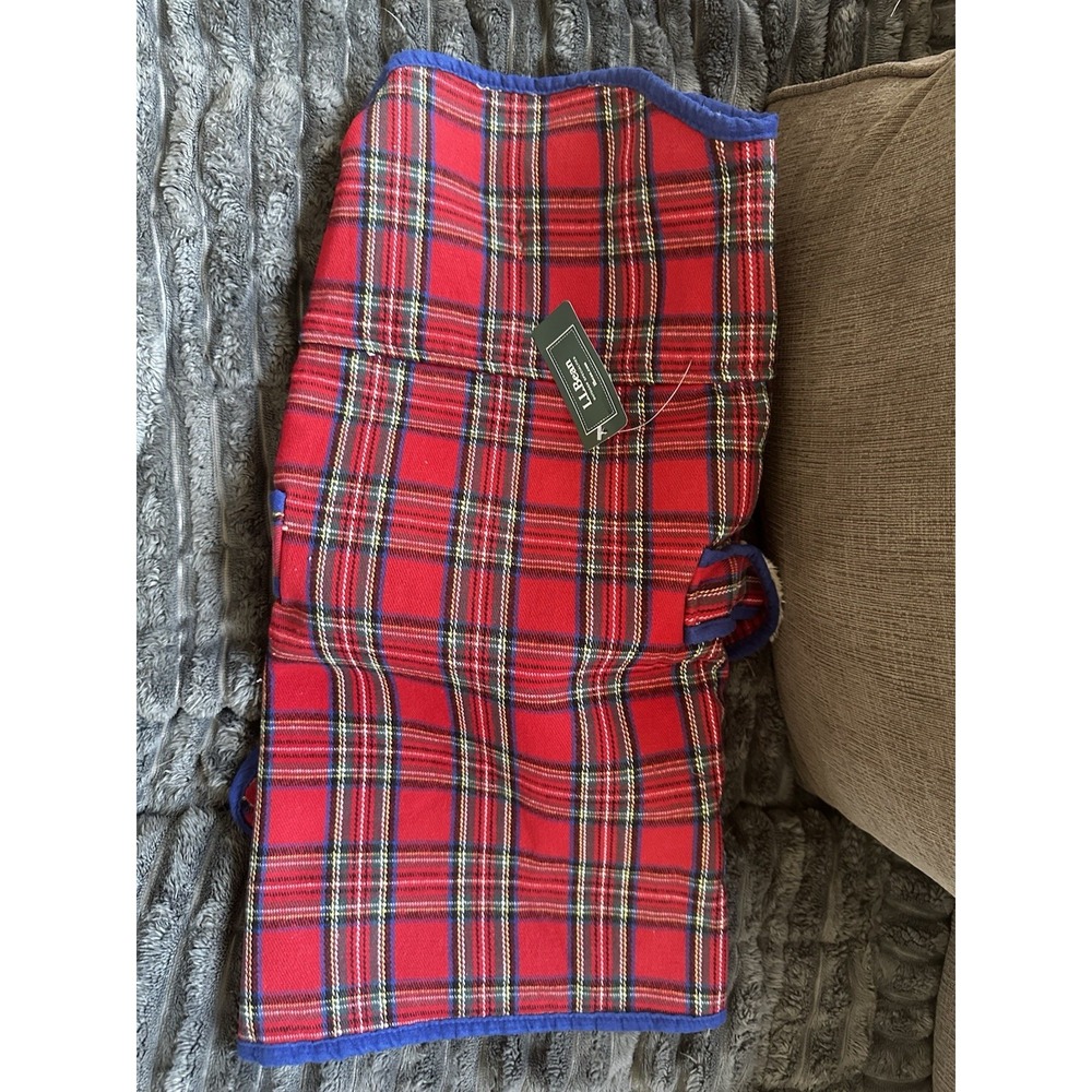 NWT  L.L.Bean Plaid Sherpa Size Large Dog Coat/Jacket Red ADJUSTABLE